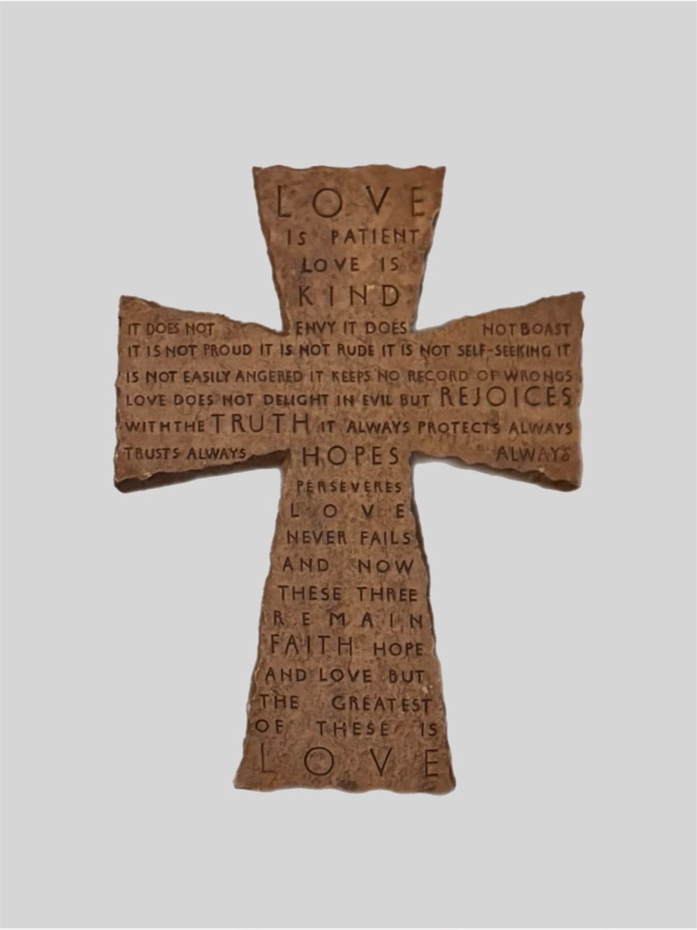 Inspirio Zondervan 1 Corinthians 13 “Love Is Patient” Wall Cross Stone Look EUC